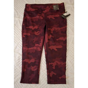 Gap GapFit Womens Large Capri Leggings‎ High Rise Pocket Burgundy Camo NWT